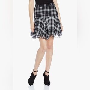Joie Plaid Flare Skirt - Black and White